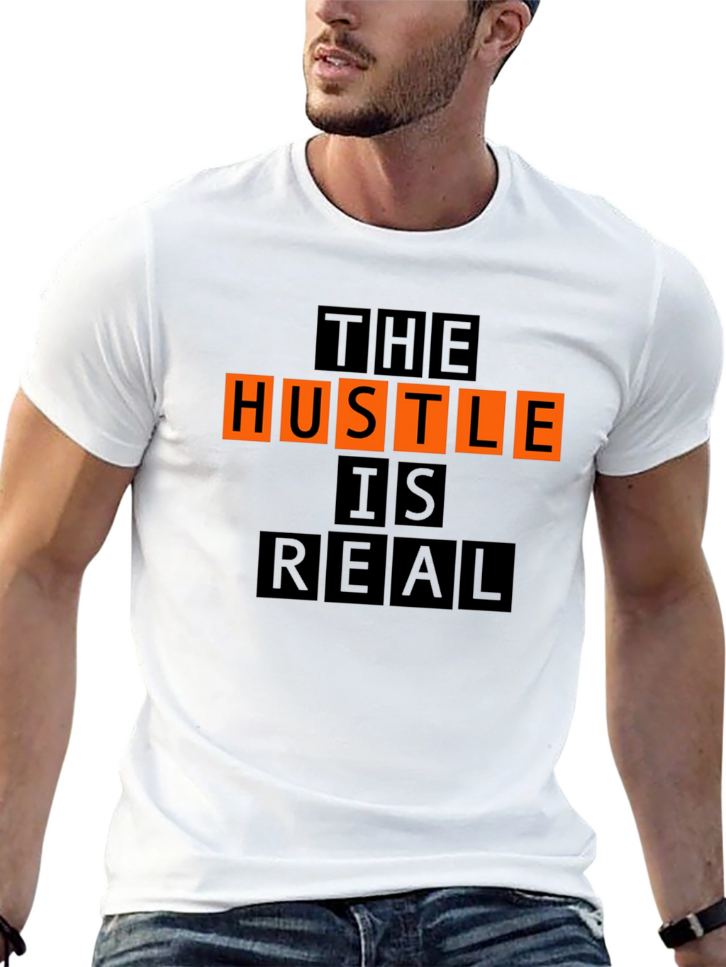 The Hustle is Real Graphic Black T-Shirt