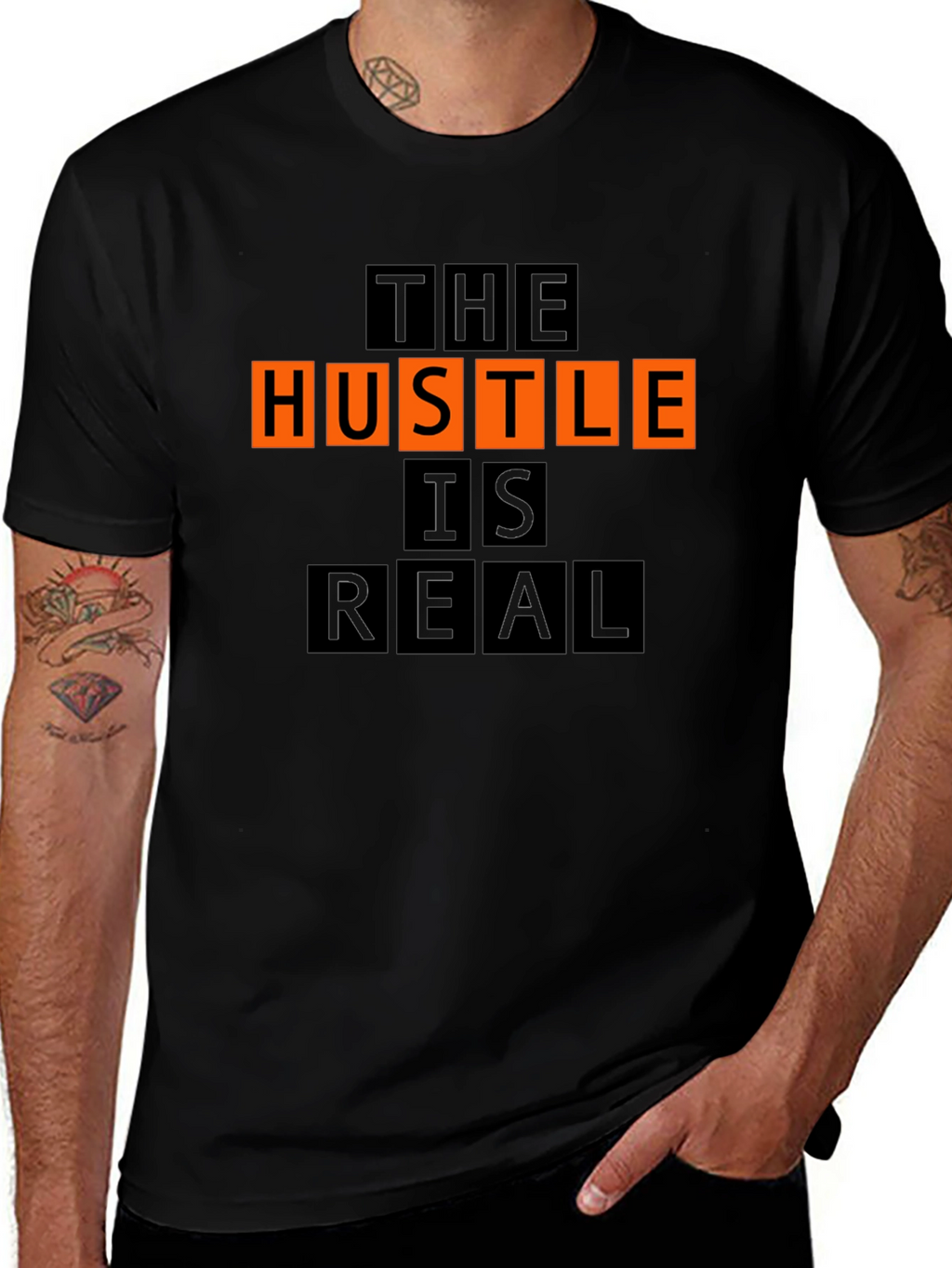 The Hustle is Real Graphic Black T-Shirt