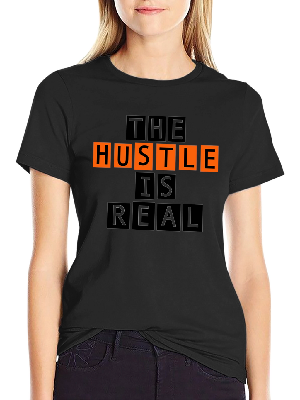 The Hustle is Real Graphic Black T-Shirt