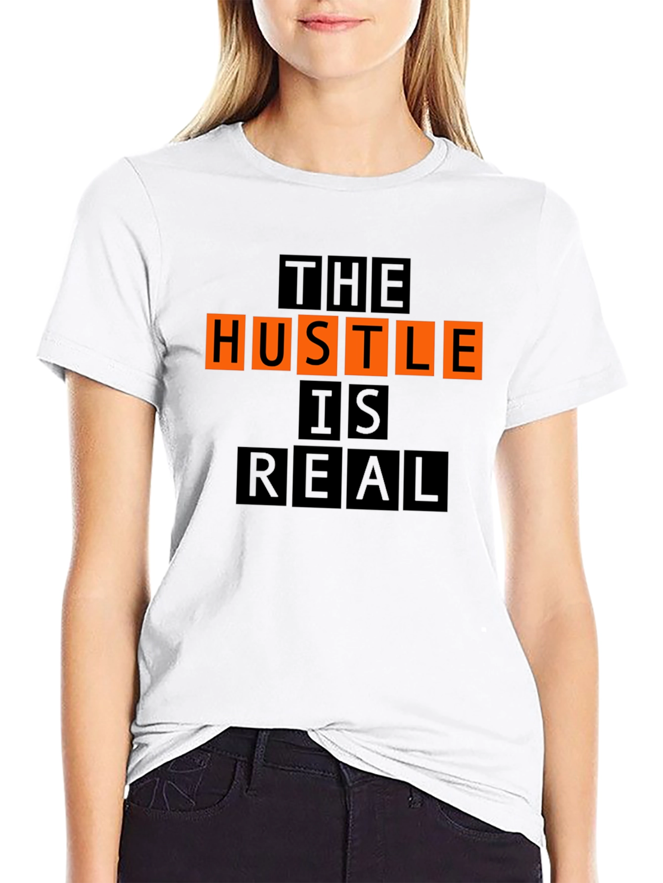 The Hustle is Real Graphic Black T-Shirt