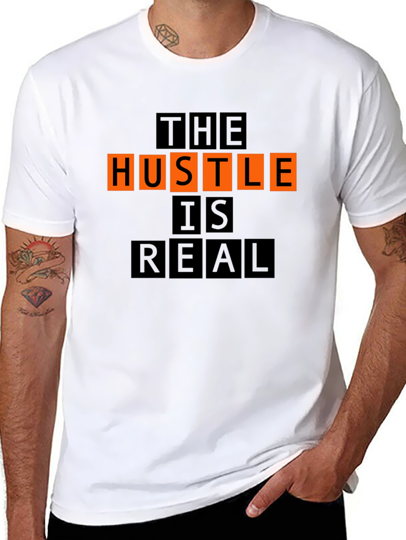 The Hustle is Real Graphic Black T-Shirt