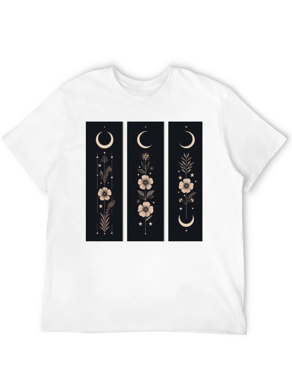 Floral Moon Phase Graphic Black T-Shirt
