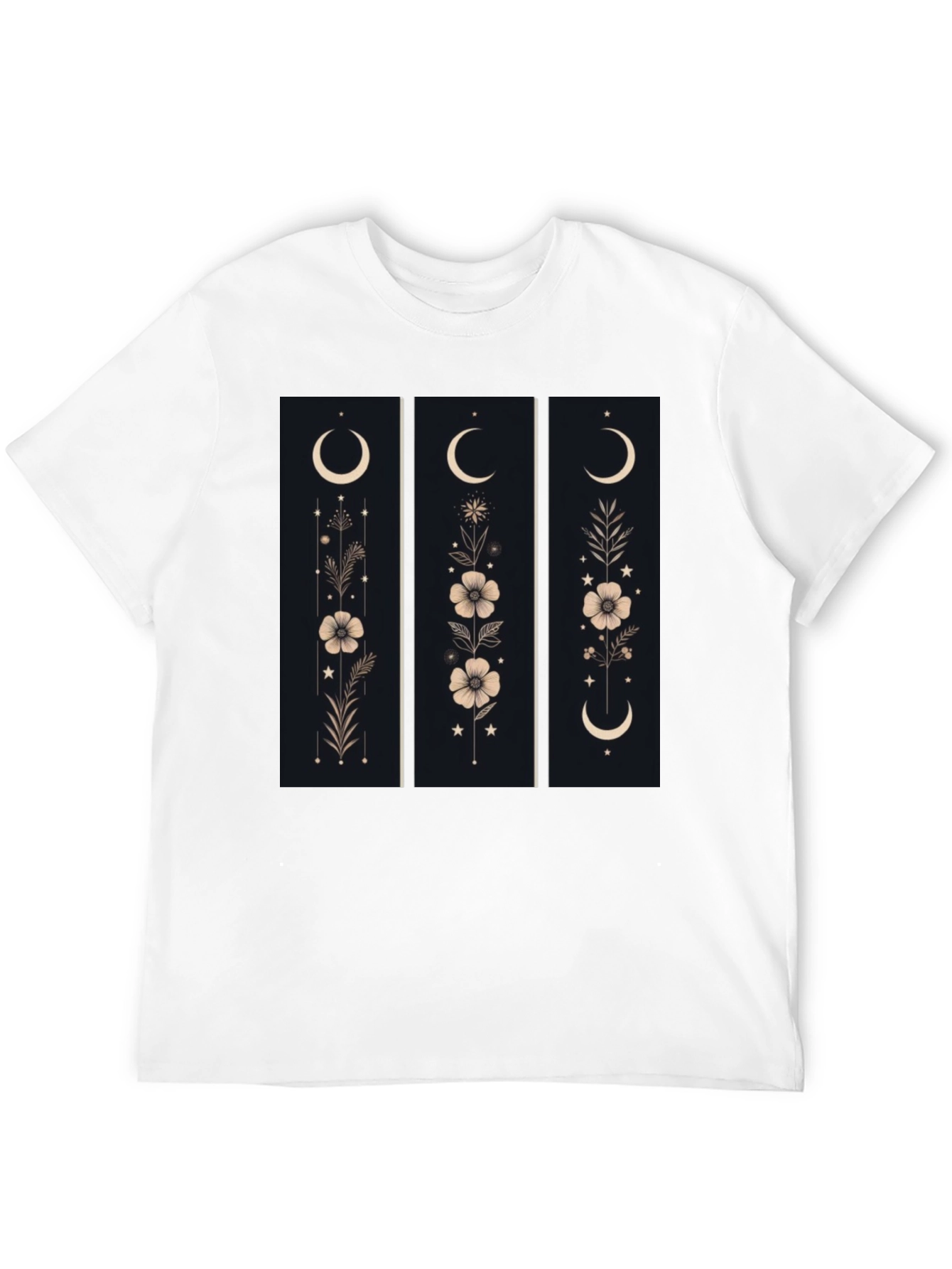 Floral Moon Phase Graphic Black T-Shirt