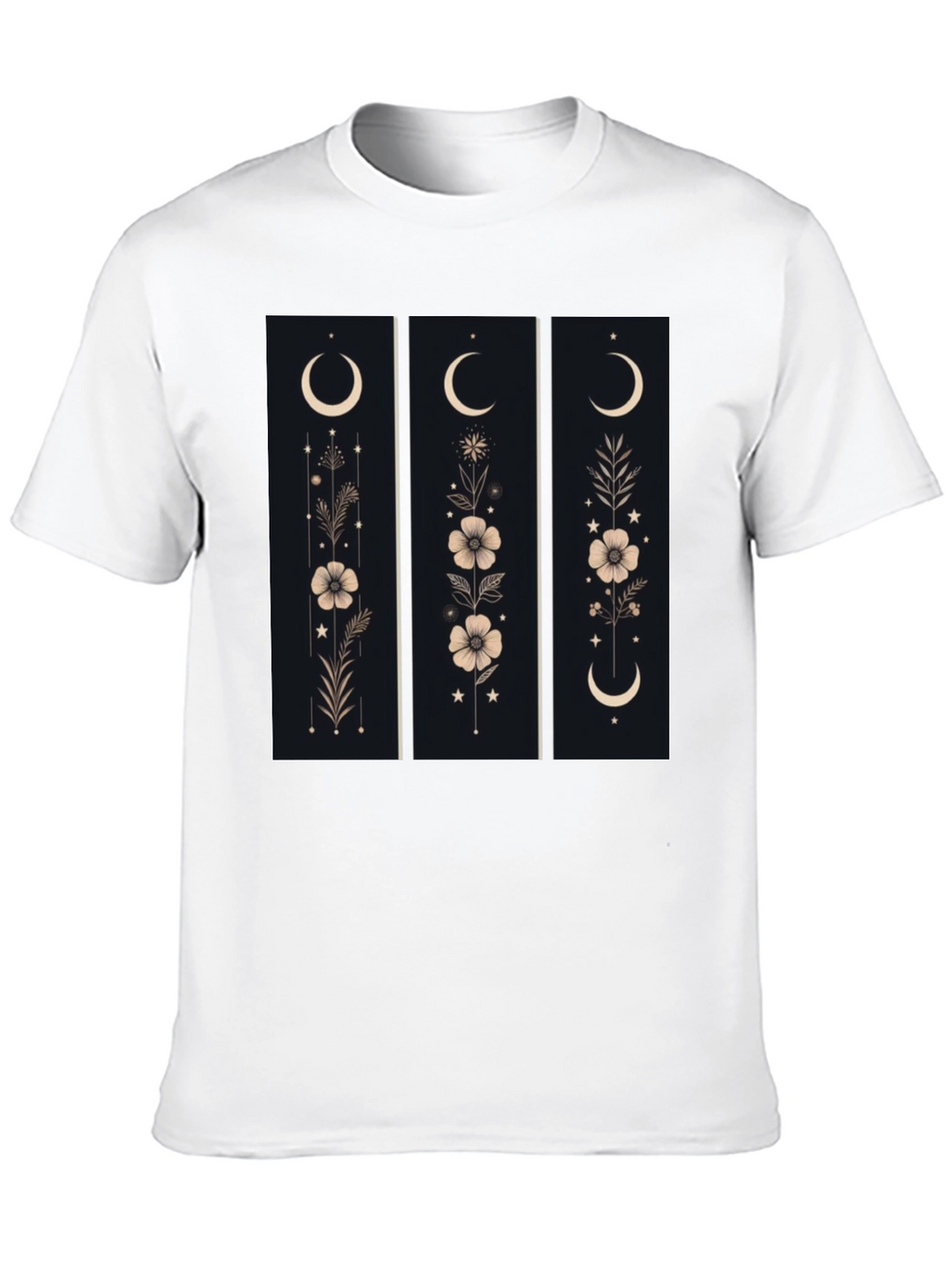 Floral Moon Phase Graphic Black T-Shirt