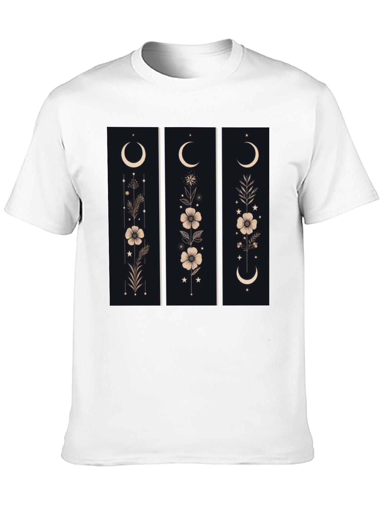 Floral Moon Phase Graphic Black T-Shirt