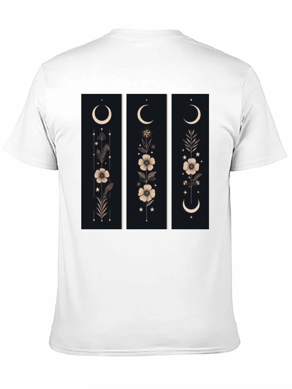 Floral Moon Phase Graphic Black T-Shirt