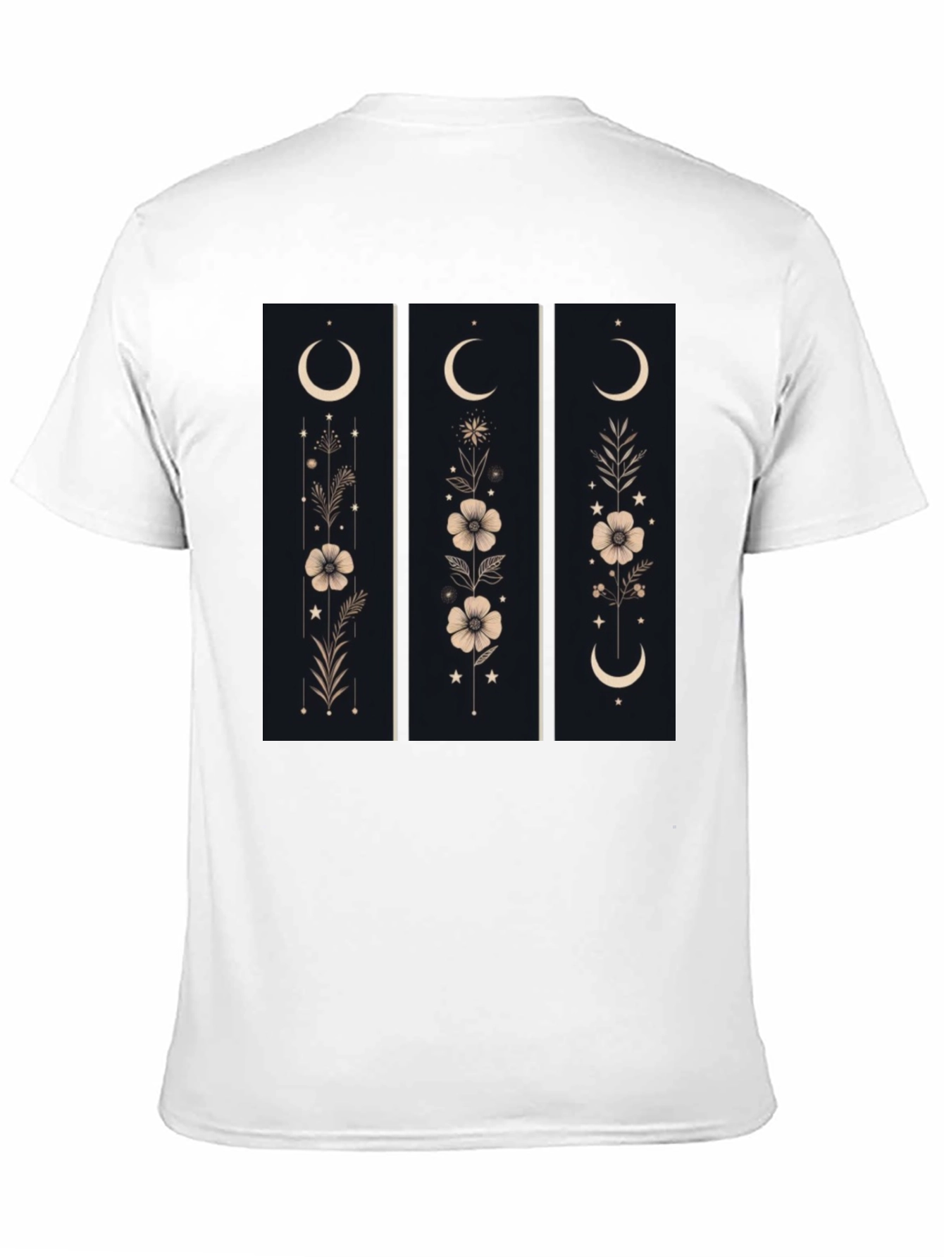 Floral Moon Phase Graphic Black T-Shirt