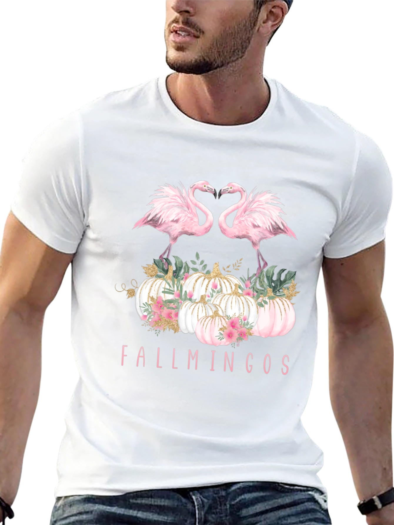 Fallmingos Graphic Tee - Flamingo Pumpkin Shirt