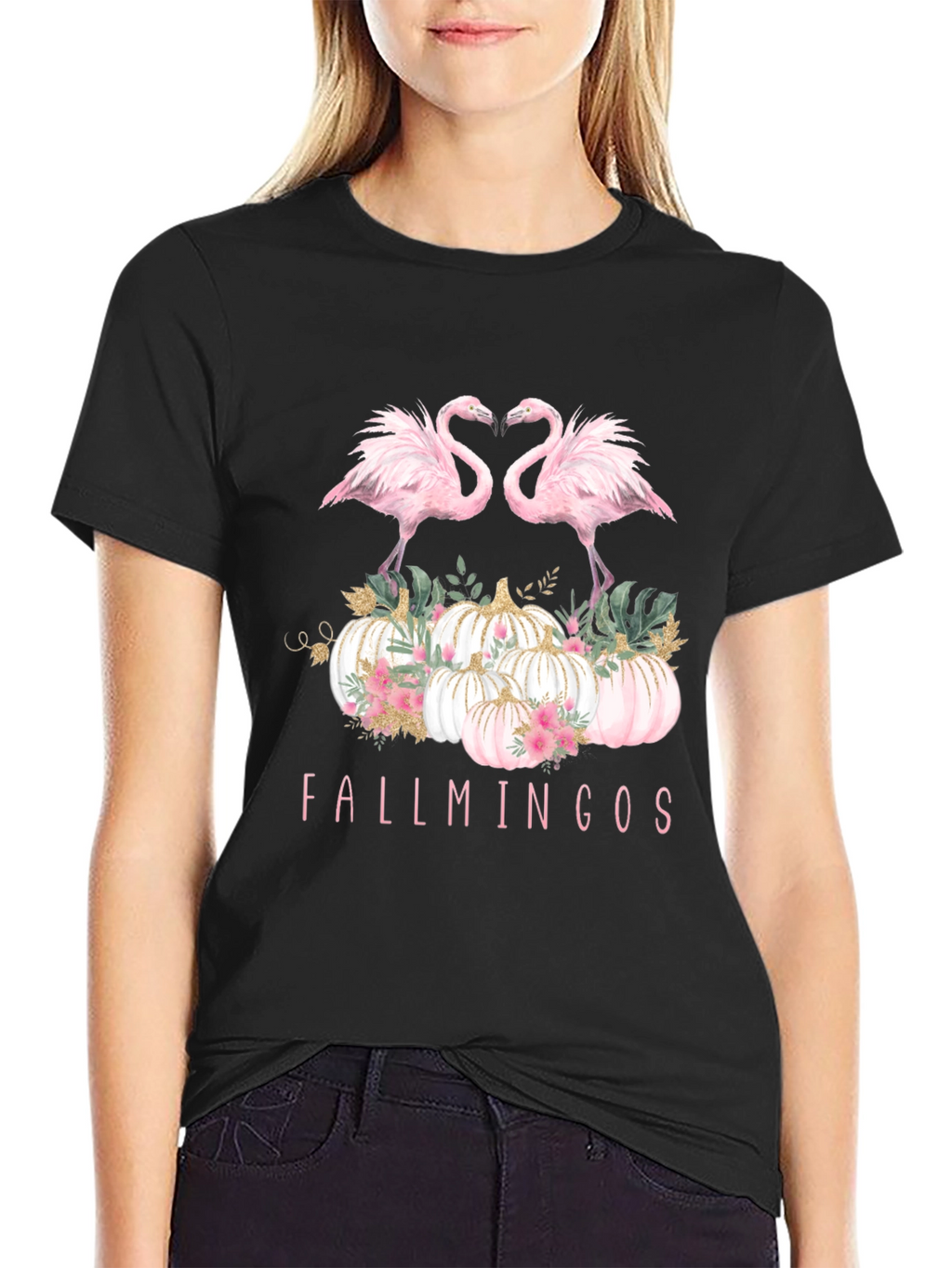 Fallmingos Graphic Tee - Flamingo Pumpkin Shirt