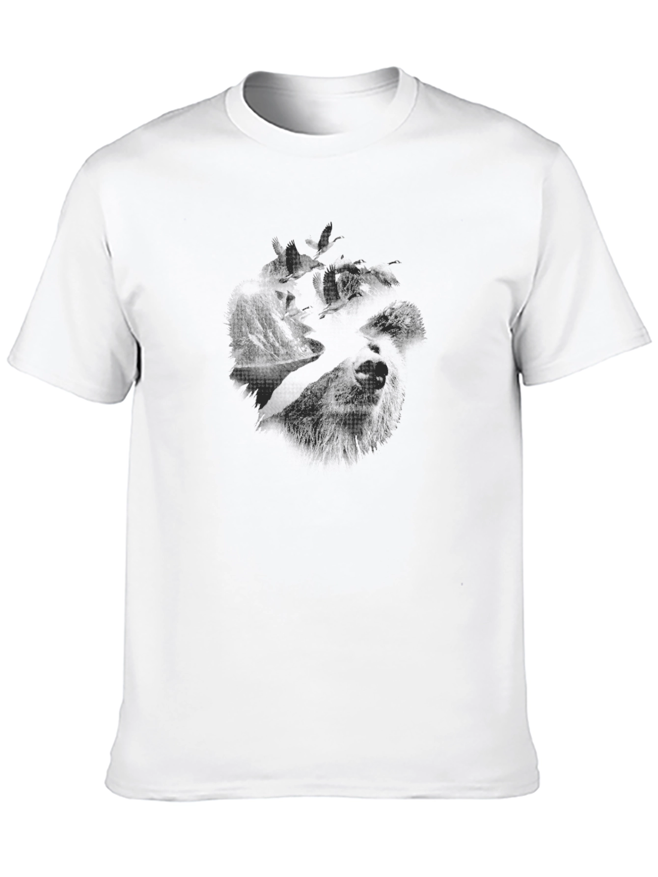 Mens Black Graphic T-Shirt - Wolf Design