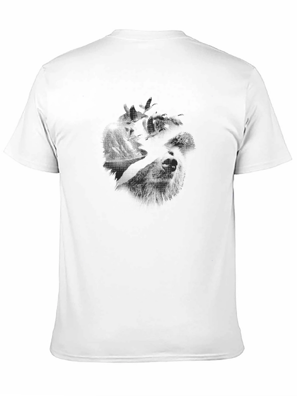 Mens Black Graphic T-Shirt - Wolf Design