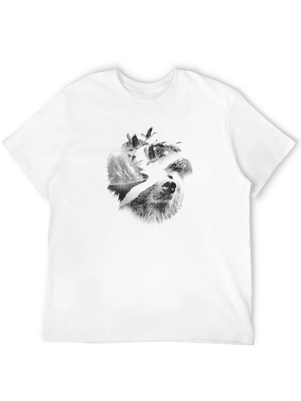 Mens Black Graphic T-Shirt - Wolf Design