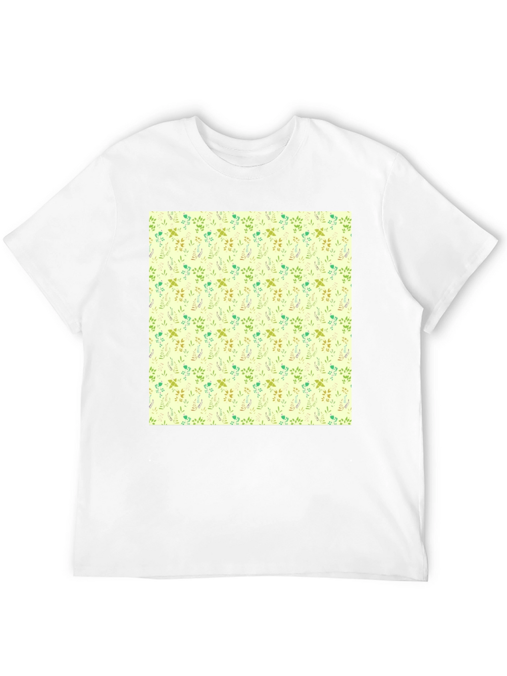 Floral Pattern Black Crew Neck T-Shirt