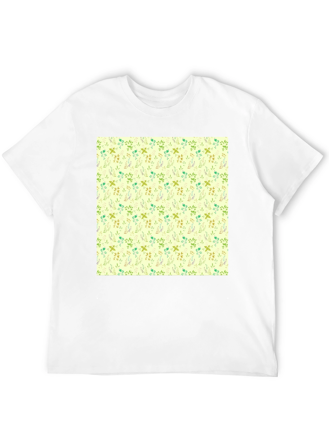 Floral Pattern Black Crew Neck T-Shirt