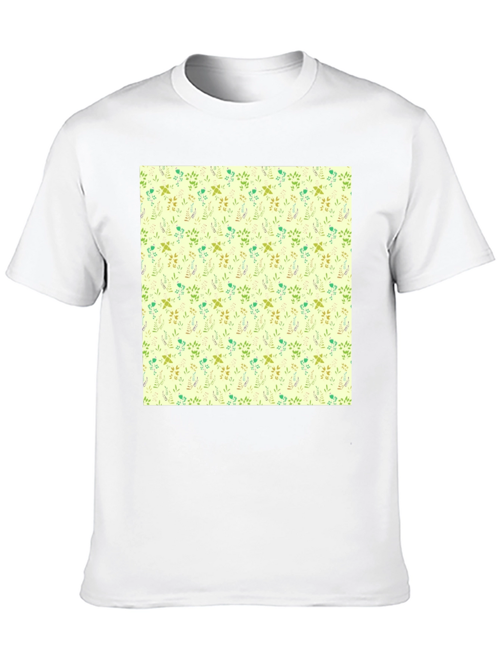 Floral Pattern Black Crew Neck T-Shirt