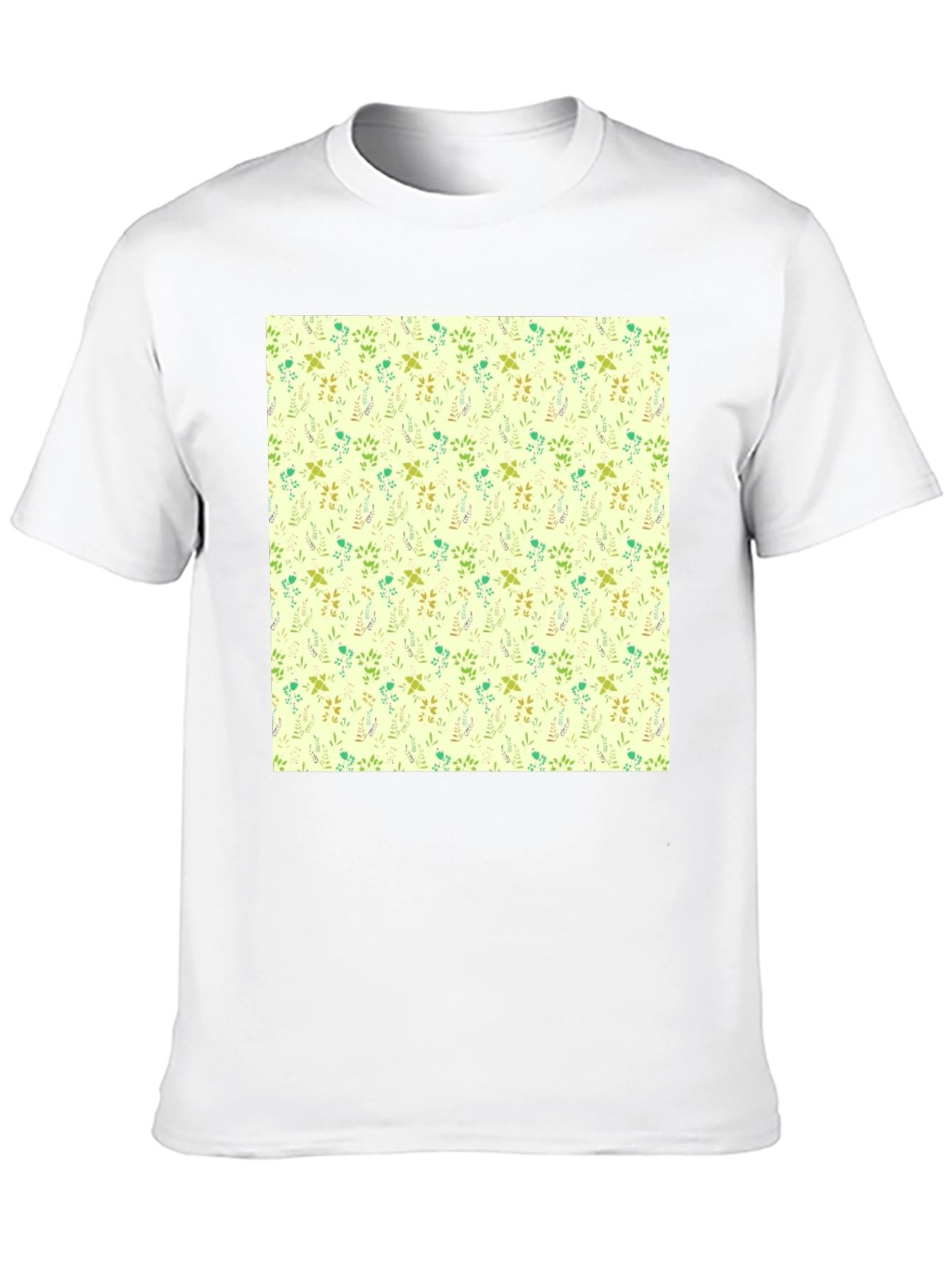 Floral Pattern Black Crew Neck T-Shirt