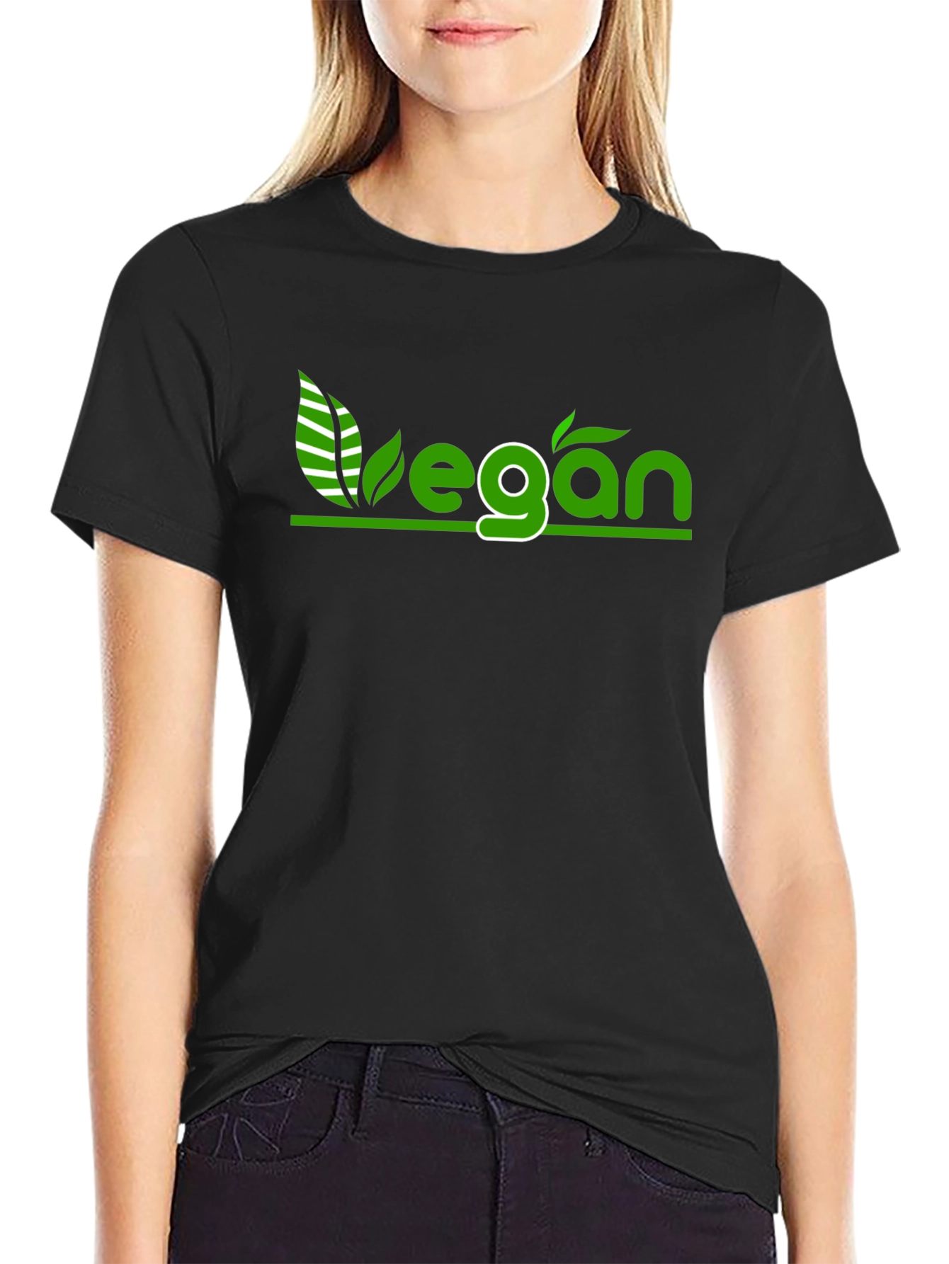 Vegan Graphic Tee - Black Cotton T-Shirt
