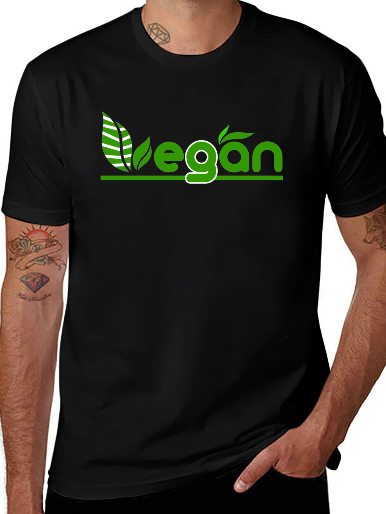 Vegan Graphic Tee - Black Cotton T-Shirt