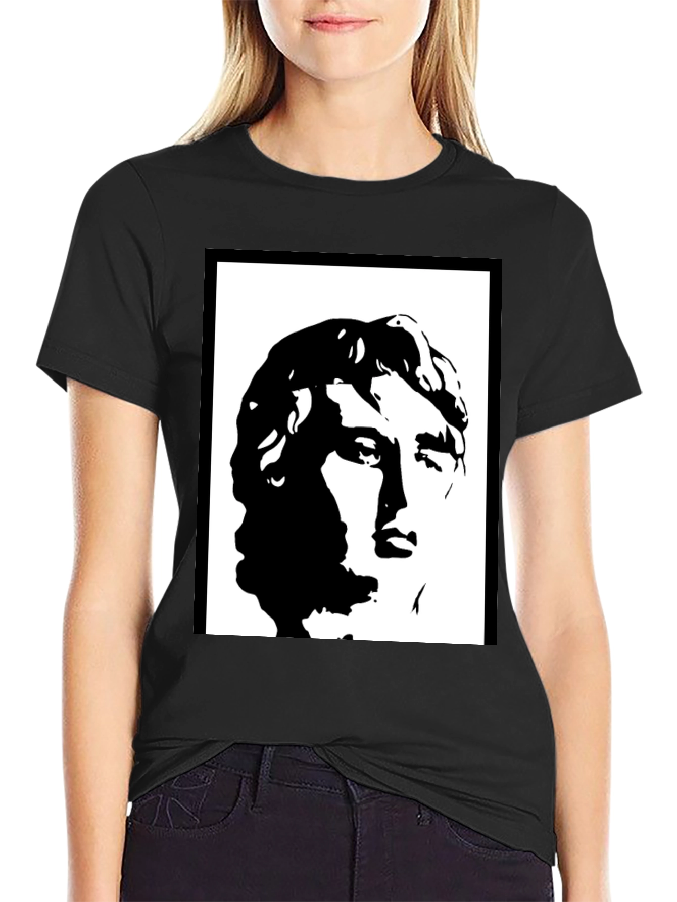 Statue Head Graphic Black T-Shirt