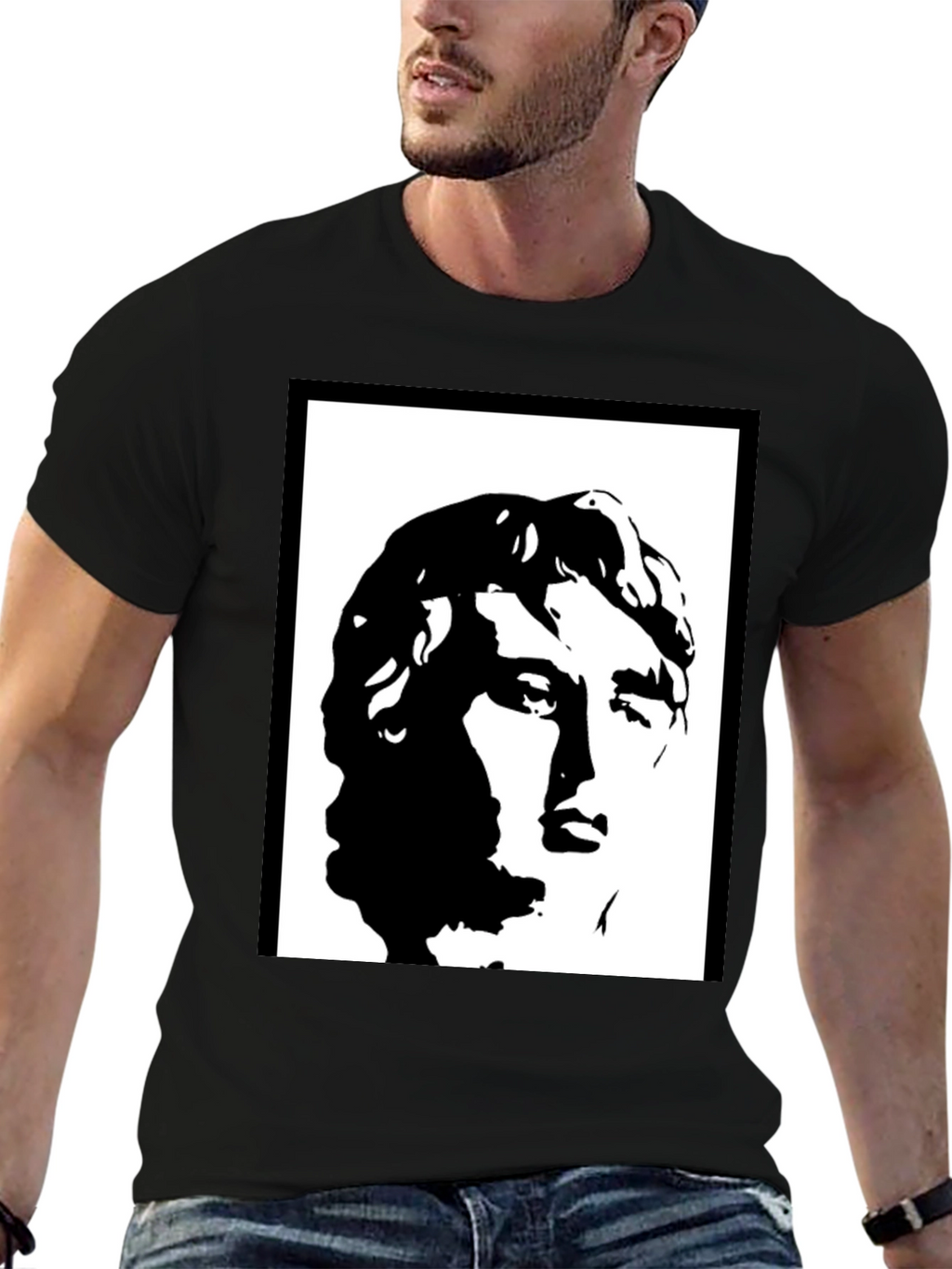 Statue Head Graphic Black T-Shirt