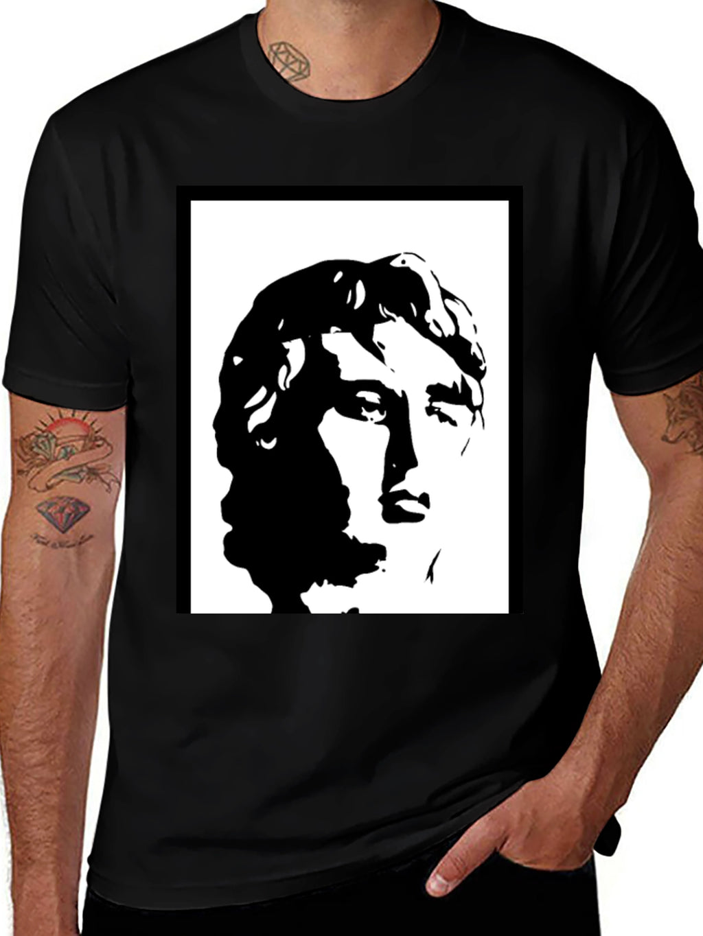 Statue Head Graphic Black T-Shirt
