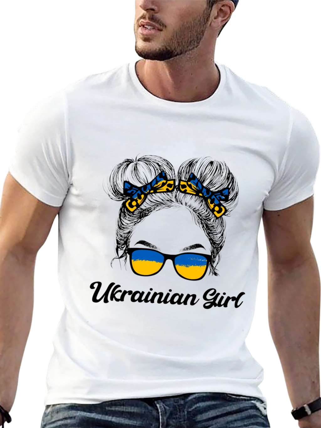 Ukrainian Girl Messy Bun T-Shirt