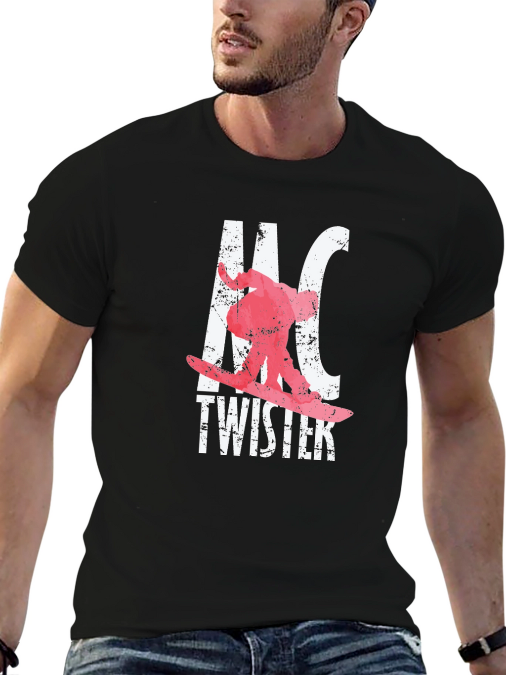 Snowboarder Graphic Black T-Shirt - Ride the Twister!
