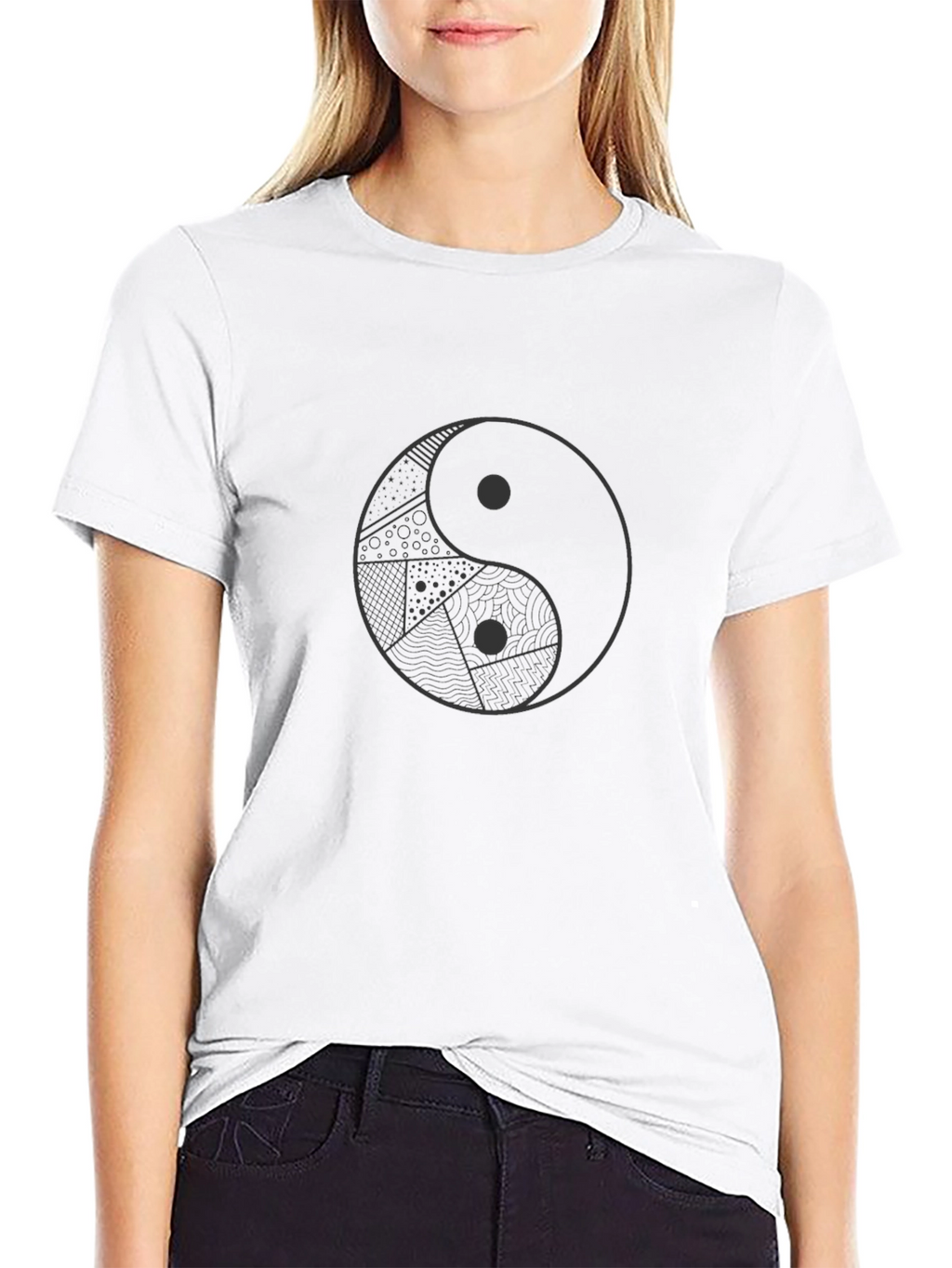 Yin Yang Patterned Graphic T-Shirt - Stylish Black Tee