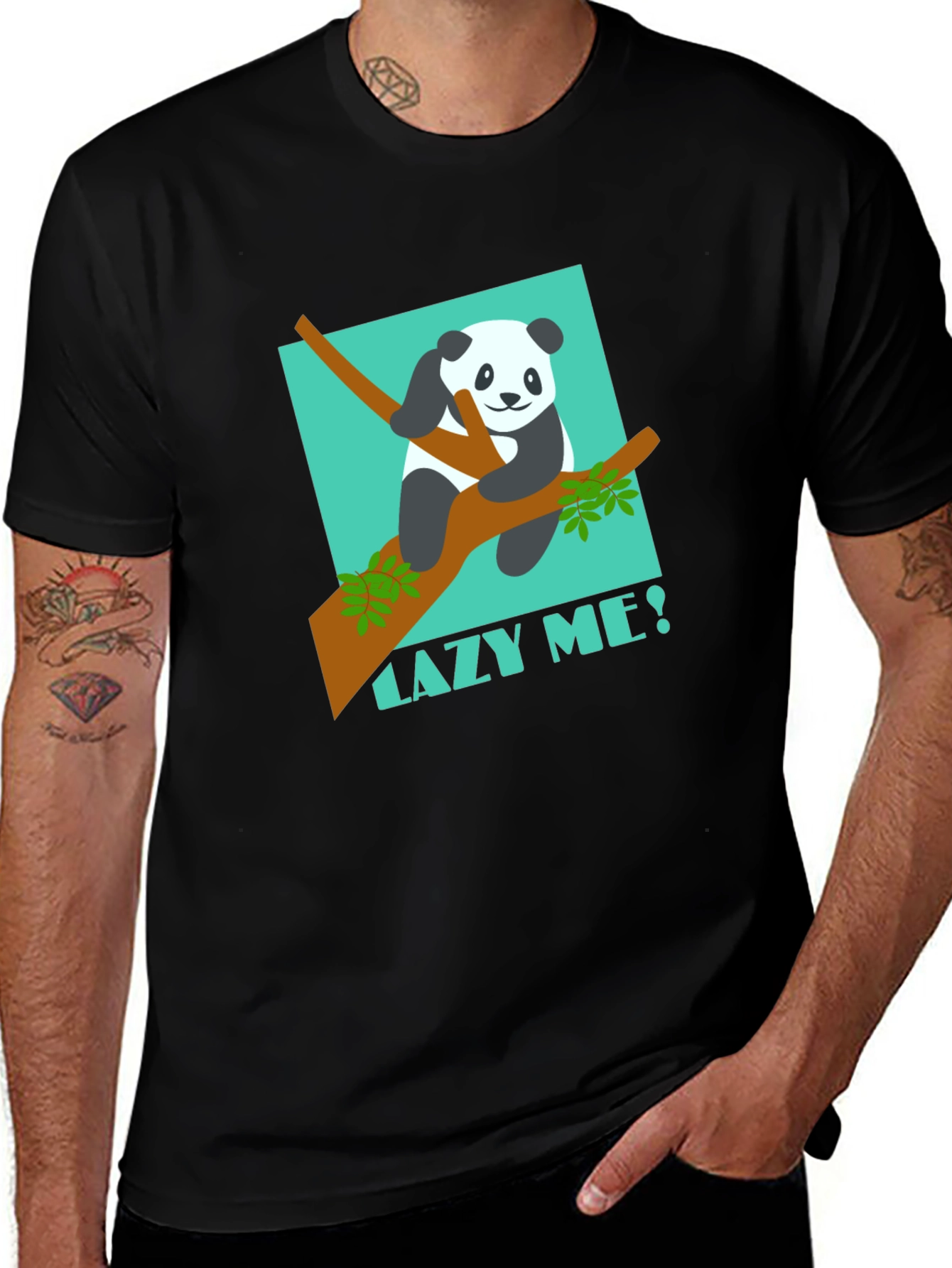 Lazy Panda Graphic Tee - Mens Black T-Shirt