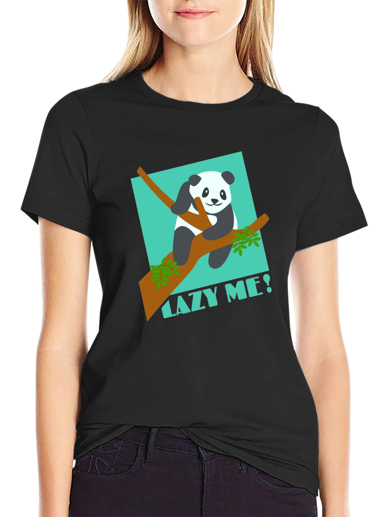 Lazy Panda Graphic Tee - Mens Black T-Shirt