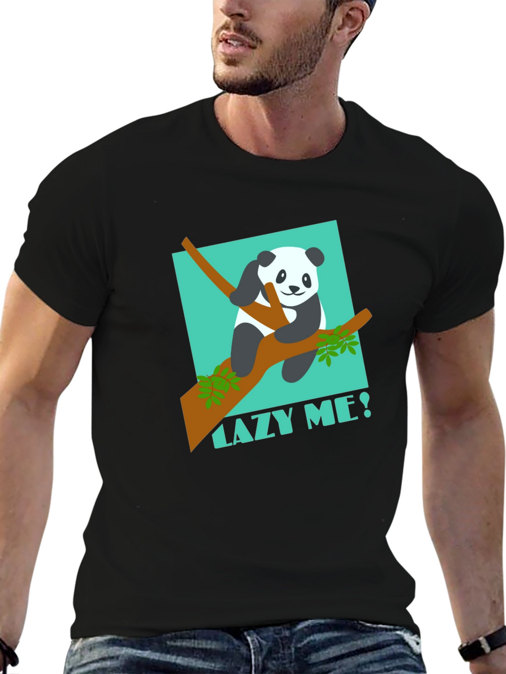 Lazy Panda Graphic Tee - Mens Black T-Shirt
