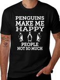 Penguins Make Me Happy Black T-Shirt