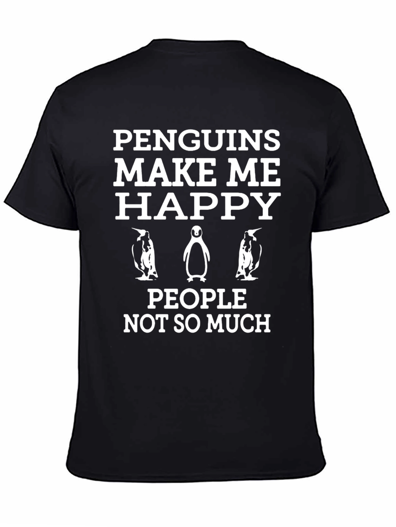Penguins Make Me Happy Black T-Shirt