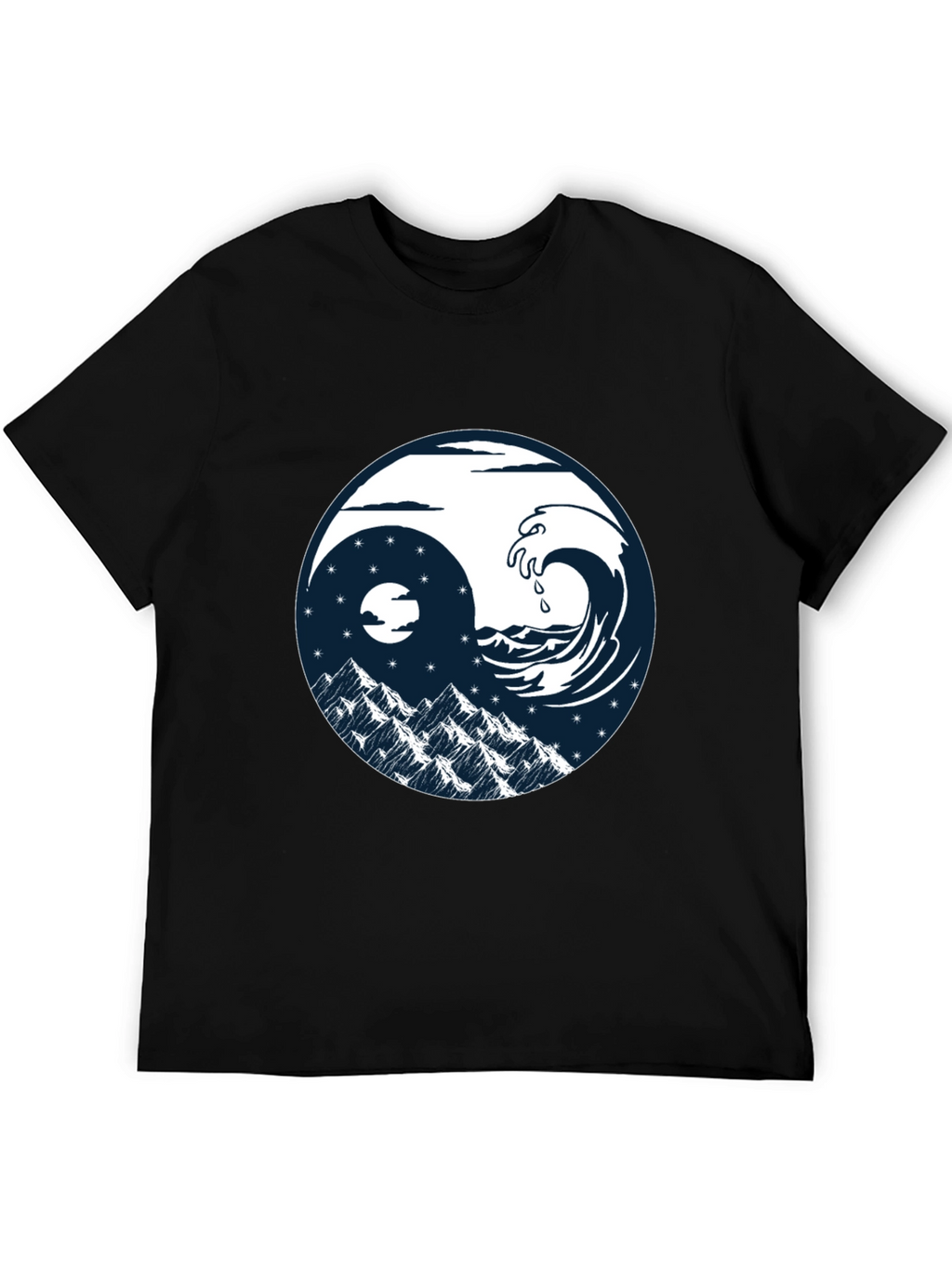 Yin Yang Wave & Mountain T-Shirt - Graphic Tee