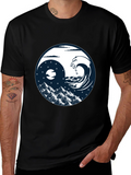 Yin Yang Wave & Mountain T-Shirt - Graphic Tee