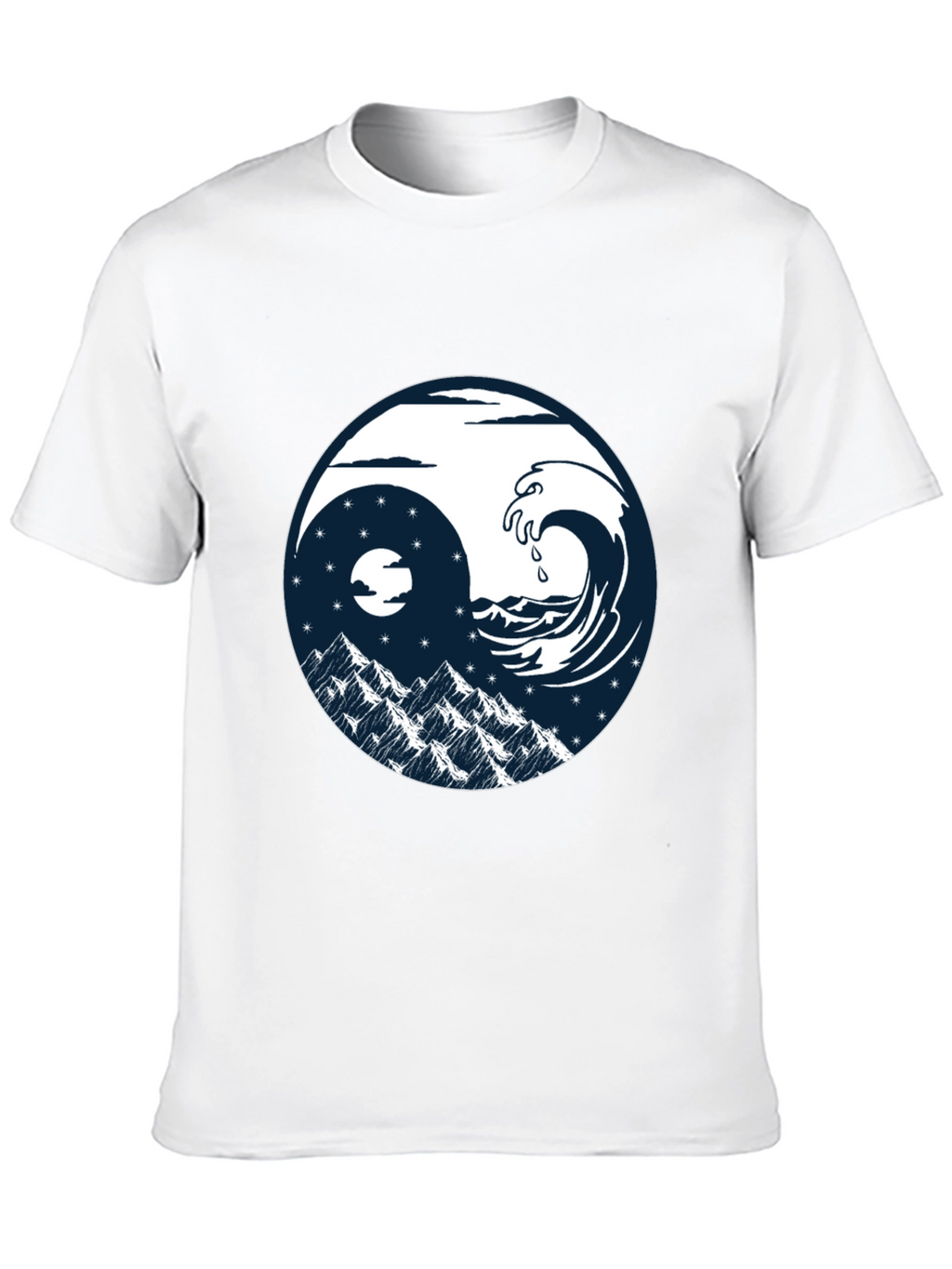 Yin Yang Wave & Mountain T-Shirt - Graphic Tee
