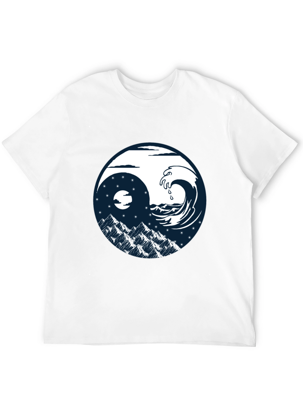 Yin Yang Wave & Mountain T-Shirt - Graphic Tee