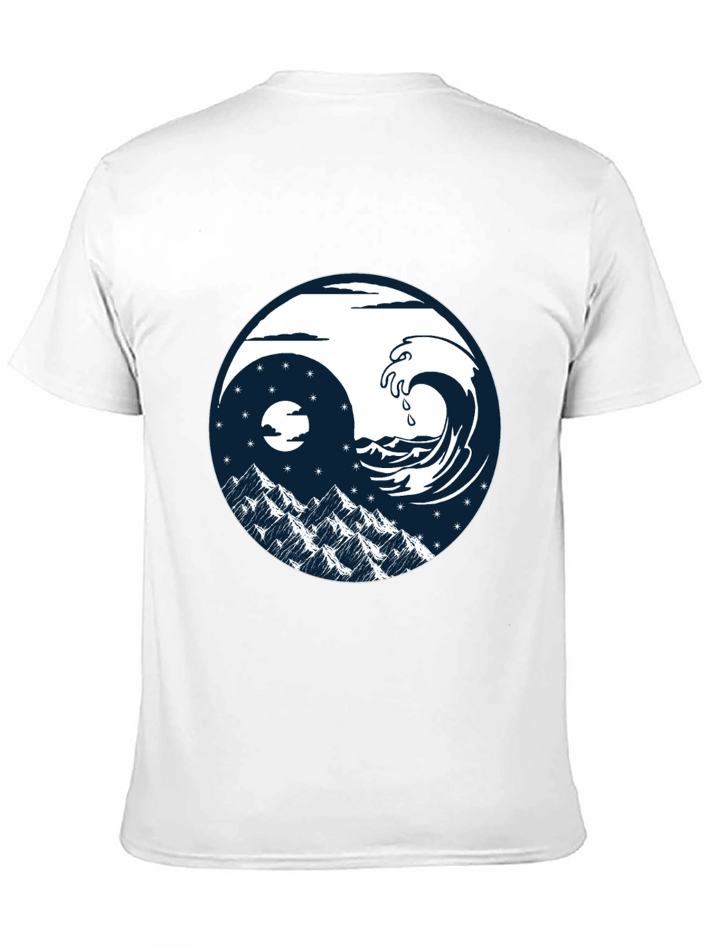 Yin Yang Wave & Mountain T-Shirt - Graphic Tee