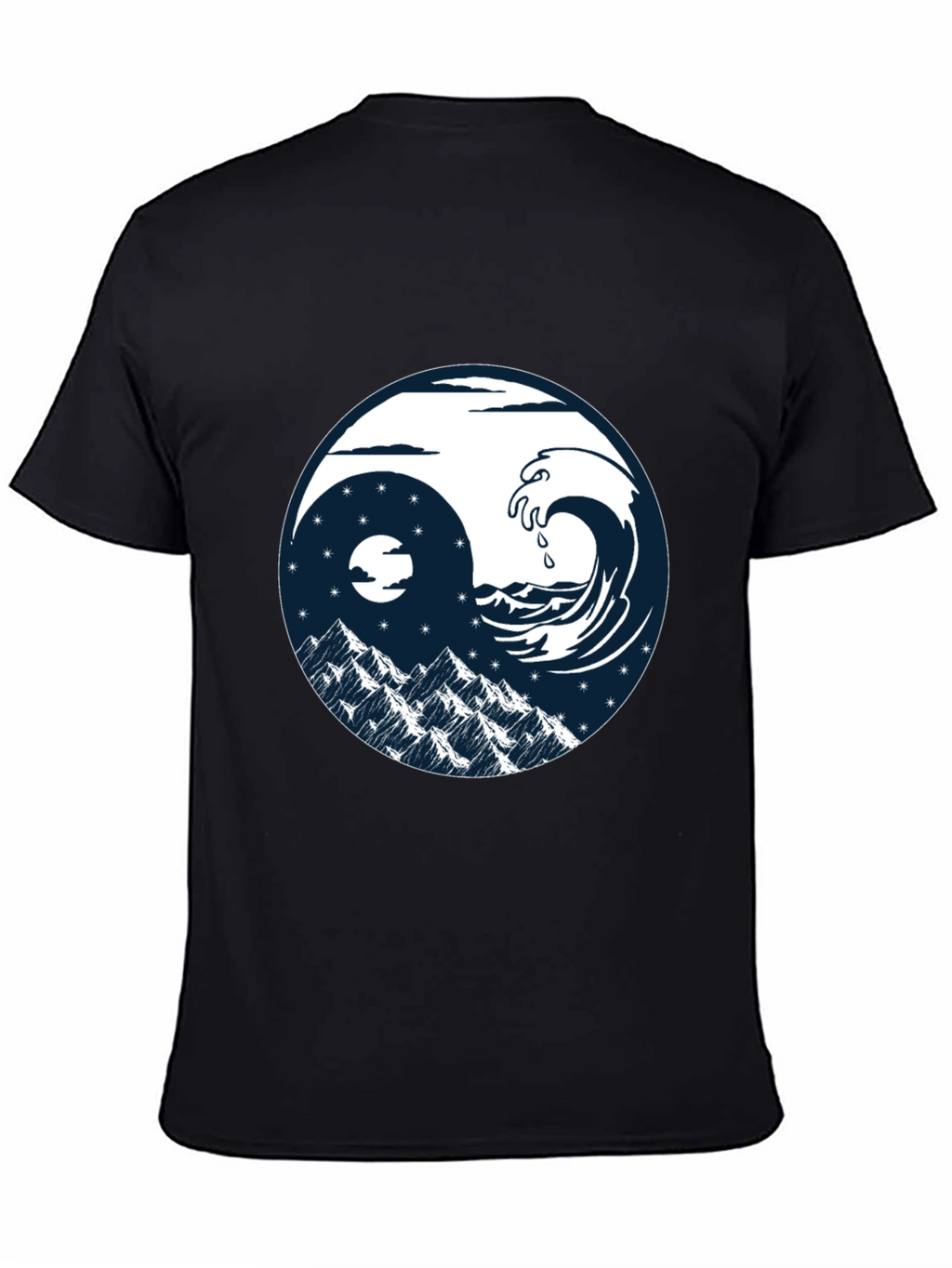 Yin Yang Wave & Mountain T-Shirt - Graphic Tee