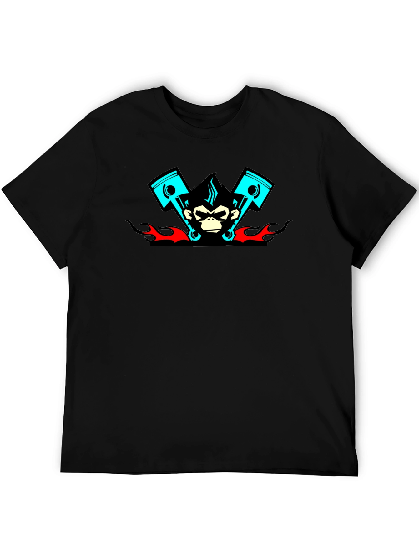 Cool Monkey Piston Black T-Shirt