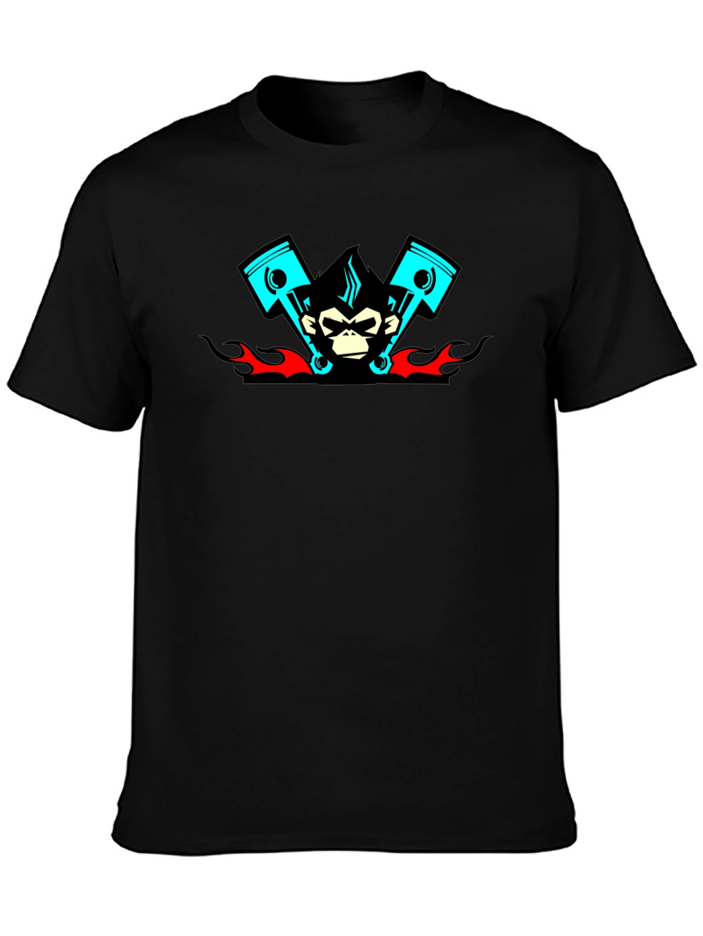 Cool Monkey Piston Black T-Shirt