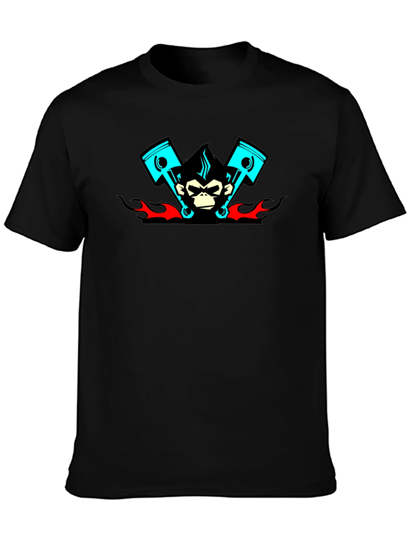 Cool Monkey Piston Black T-Shirt