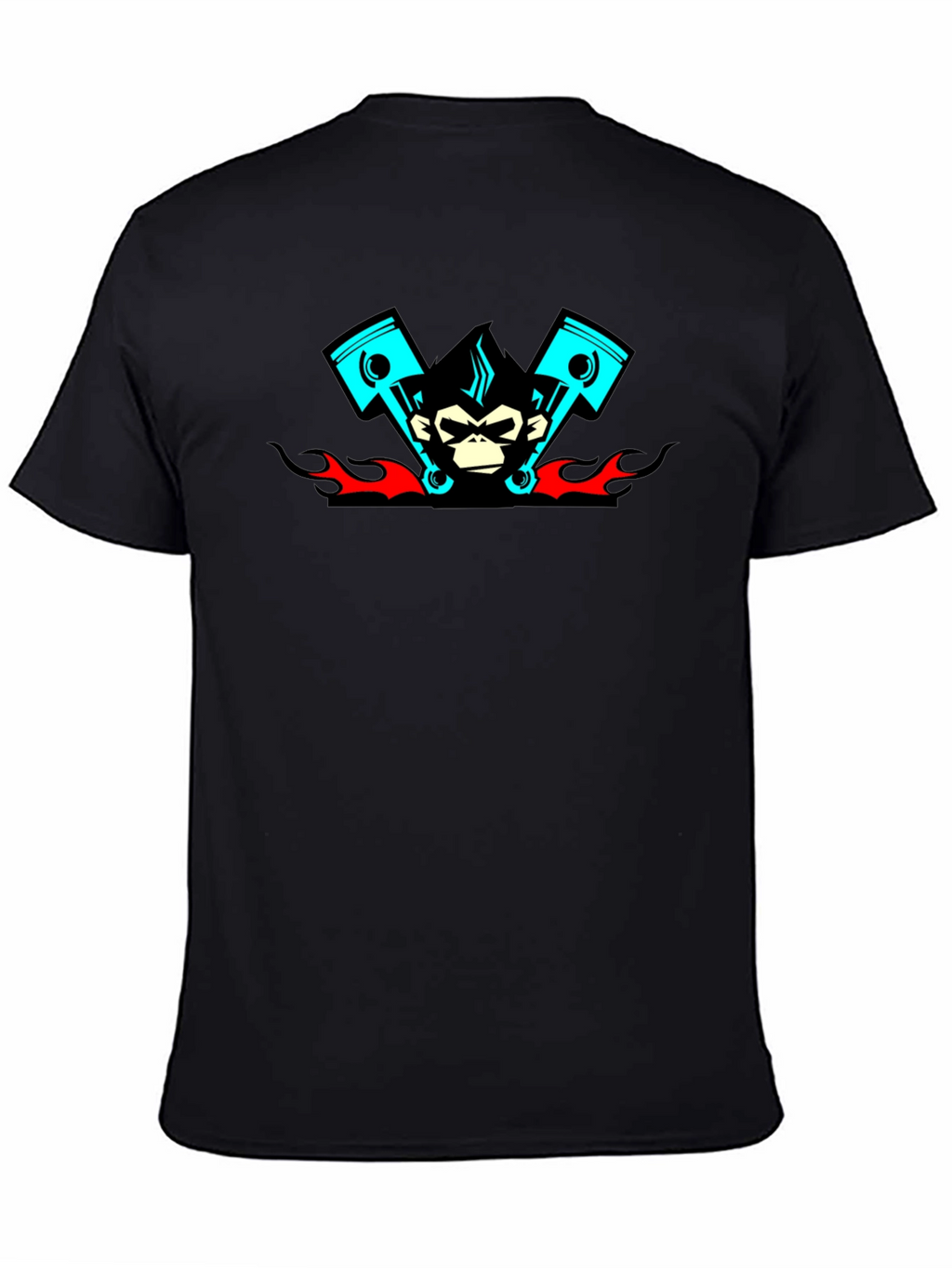 Cool Monkey Piston Black T-Shirt