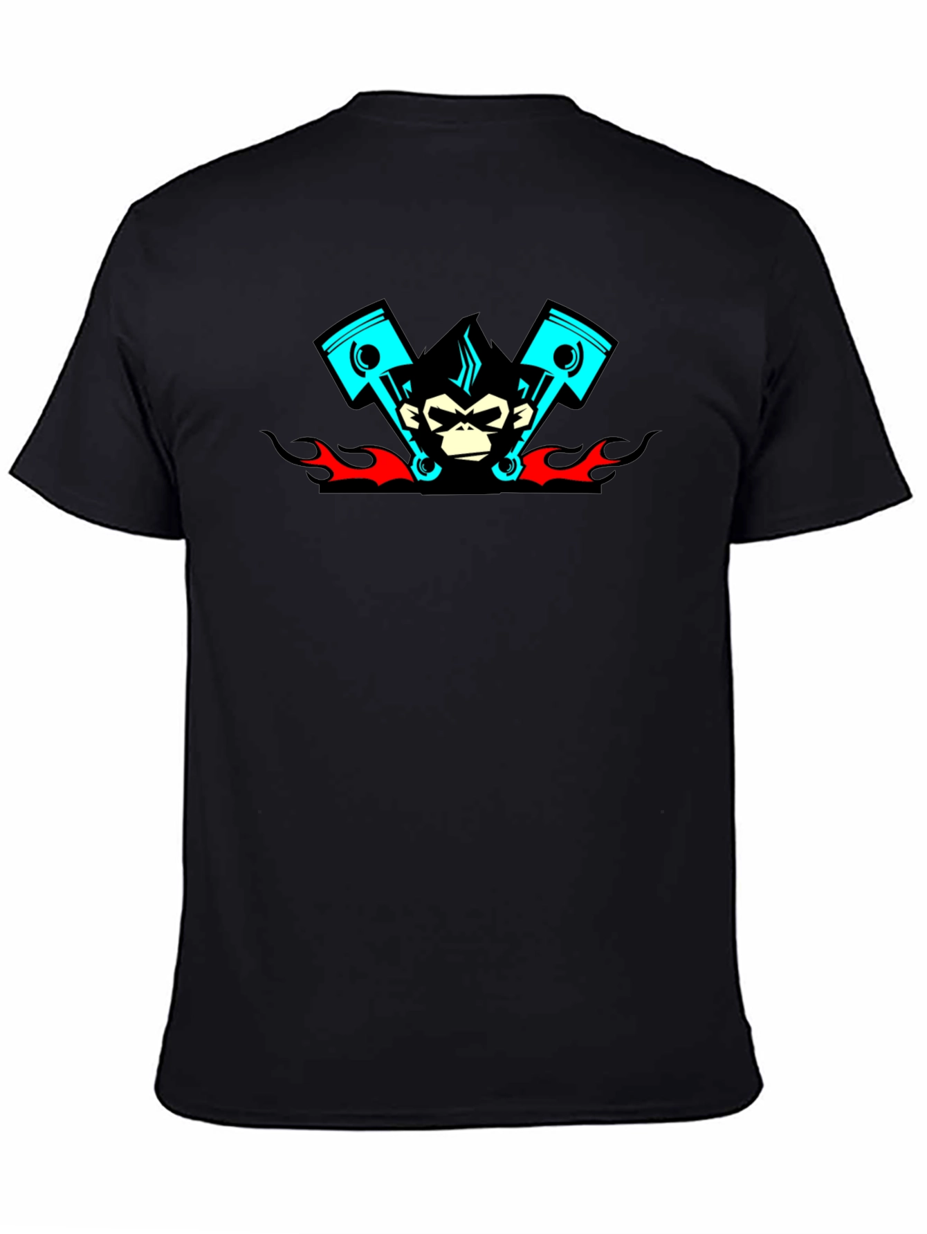 Cool Monkey Piston Black T-Shirt