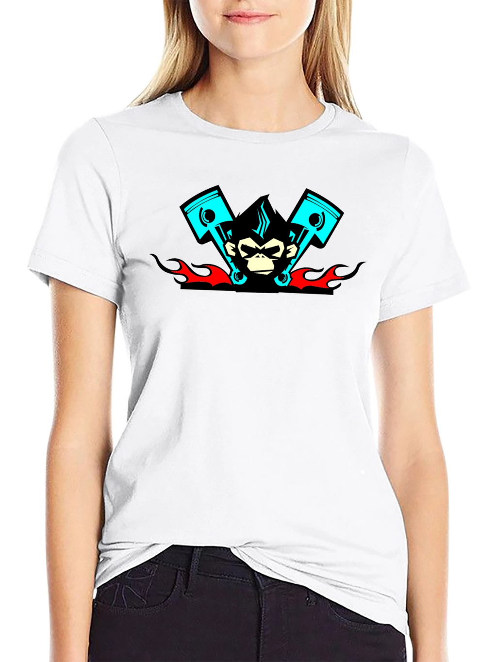 Cool Monkey Piston Black T-Shirt