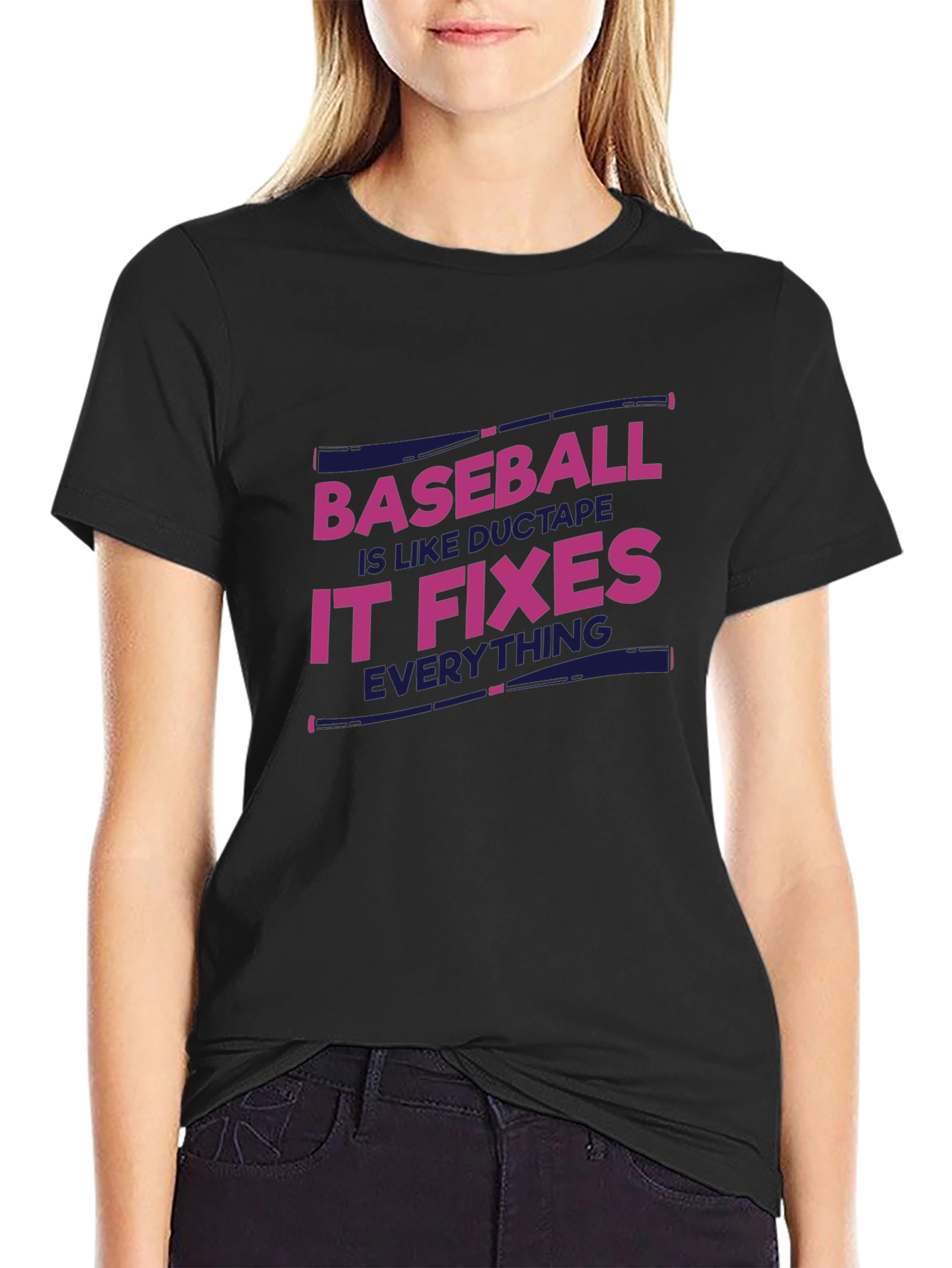 Baseball Fixes Everything T-Shirt - Black