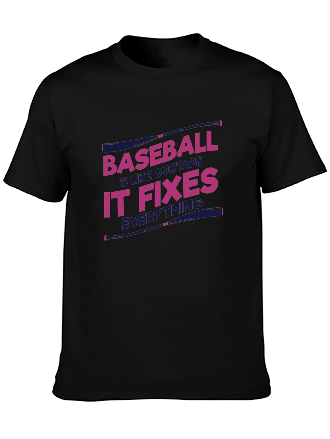 Baseball Fixes Everything T-Shirt - Black