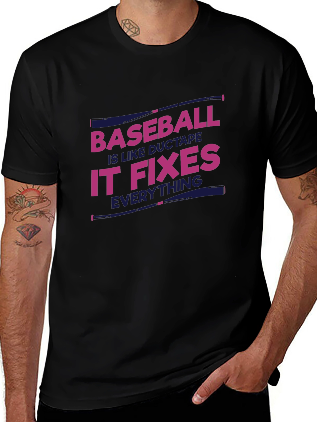 Baseball Fixes Everything T-Shirt - Black