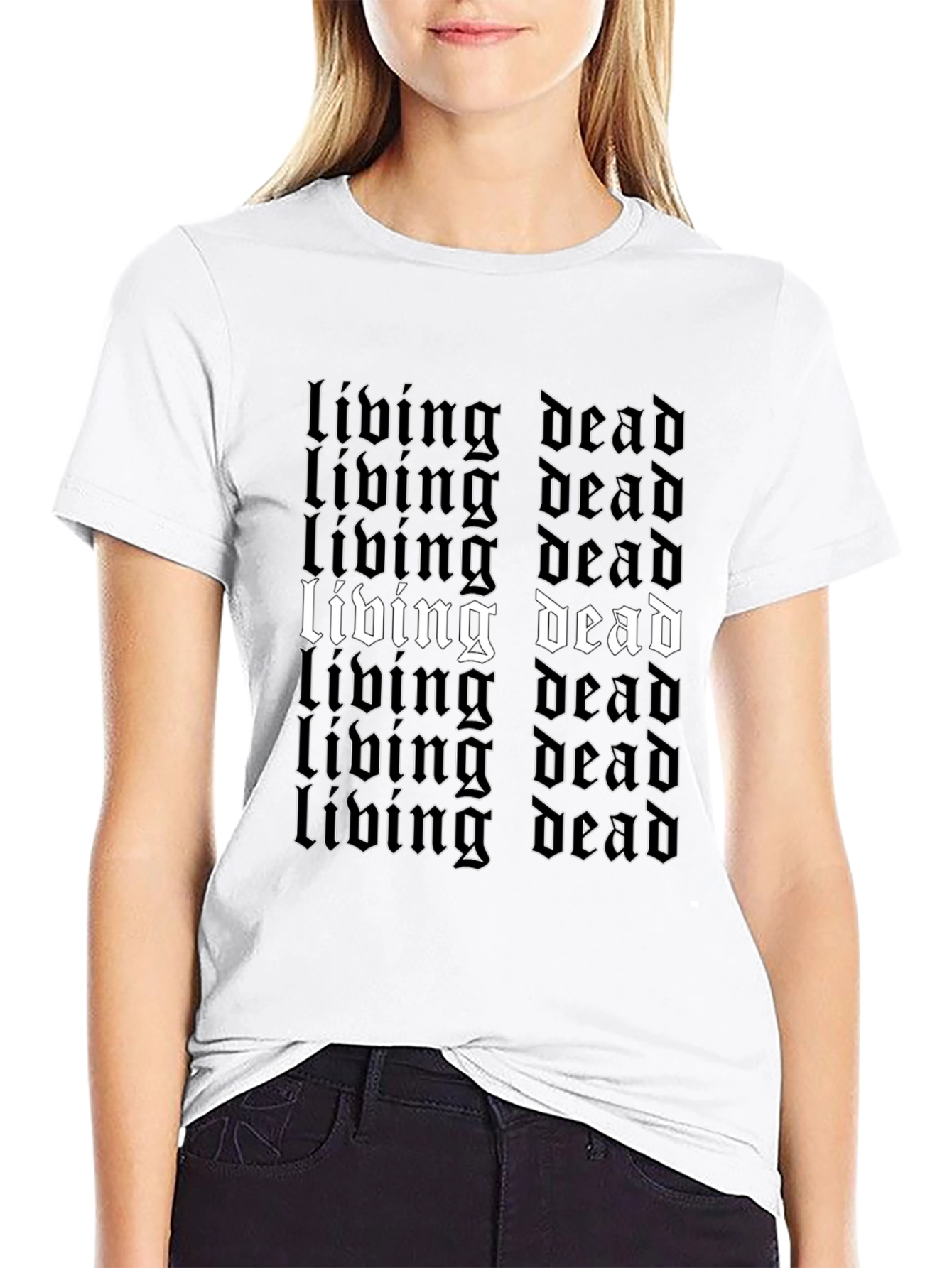 Living Dead Graphic Tee - Black Gothic Style
