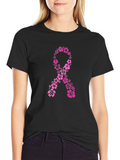 Floral Breast Cancer Awareness Ribbon T-Shirt